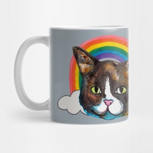 Cute cat in rainbow with clouds Mug